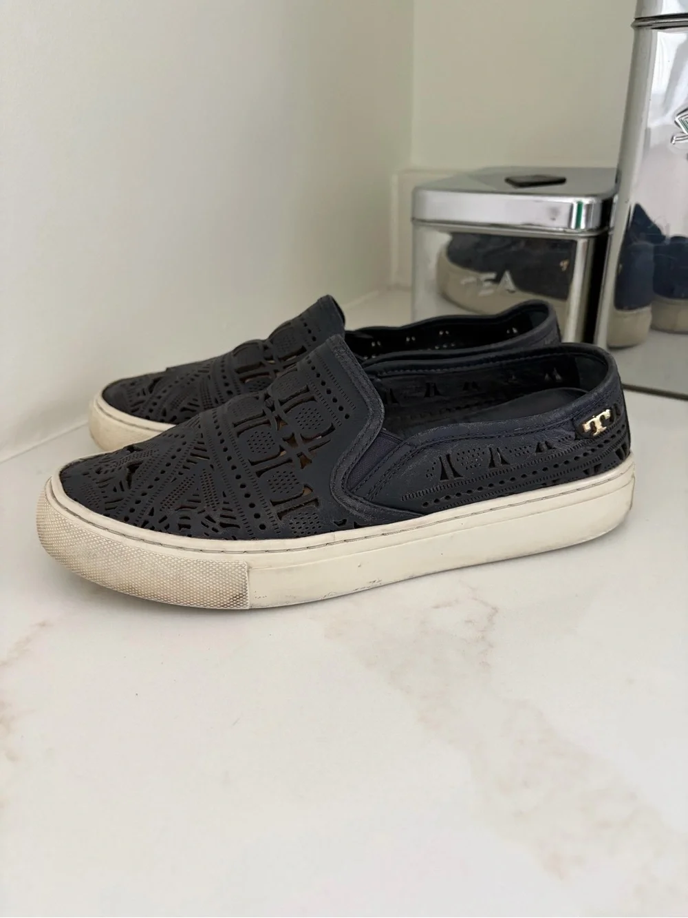 Tory Burch navy leather Slip-On Sneaker